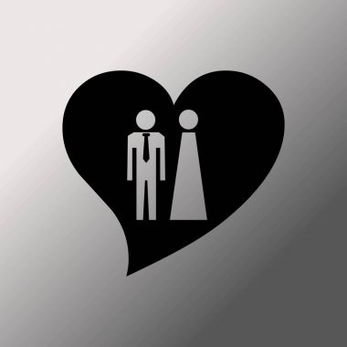 Kalp simgesi. Erkek ve kadın ile vektör çizim