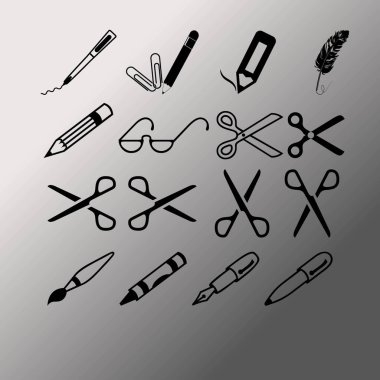 makas, kalem, pencils.vector simgesi