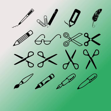 makas, kalem, pencils.vector simgesi
