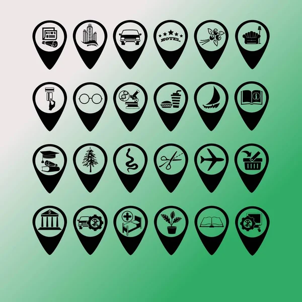 Map Pointers Set Vector Icons — Stock Vector