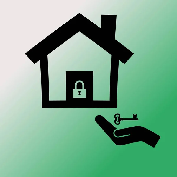 Casa, serratura e chiave — Vettoriale Stock
