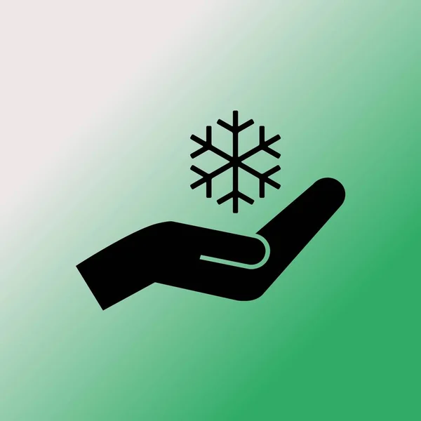 Schneeflocke und Handsymbol — Stockvektor