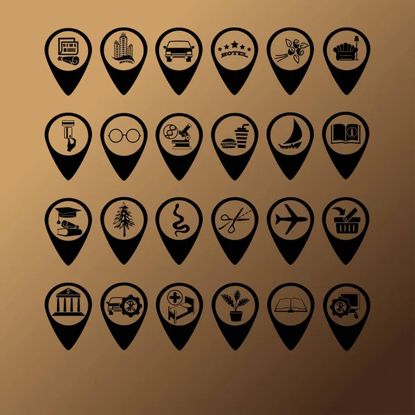 Map Pointers Set Vector Icons — Stock Vector