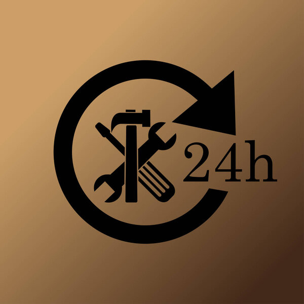 24 часа обслуживание клиентов, векторная иконка
