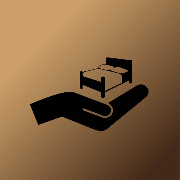 Cama Mano Vector Icono — Vector de stock