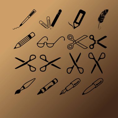 makas, kalem, pencils.vector simgesi