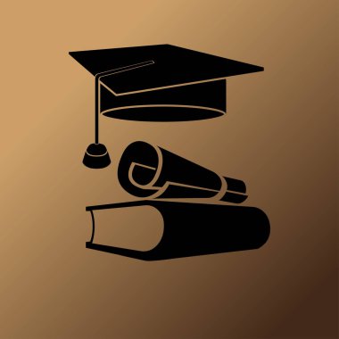 Öğrenci şapka ve kitap vektör simgesi 