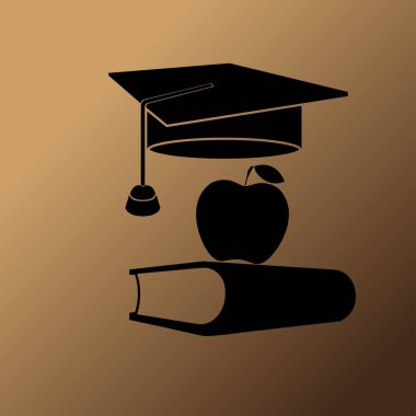 Öğrenci şapka ve kitap vektör simgesi 