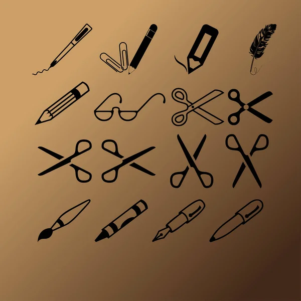 Ножиці Ручки Олівці Векторна Іконка — стоковий вектор