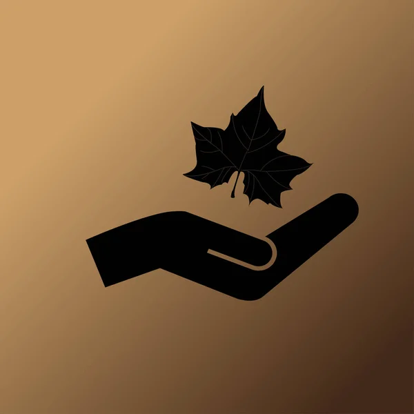 Maple Leaf Silhouet Hand Vectorillustratie — Stockvector