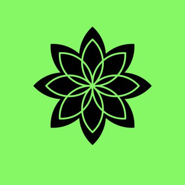 çiçek vektör simge yeşil zemin üzerine