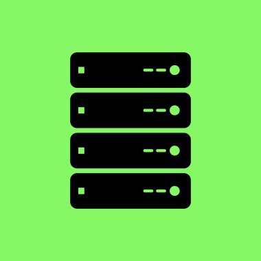 Bilgisayar sunucu simgesini, vektör çizim yeşil zemin üzerine