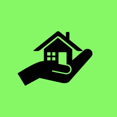 ev simgesini, vektör çizim tutan el