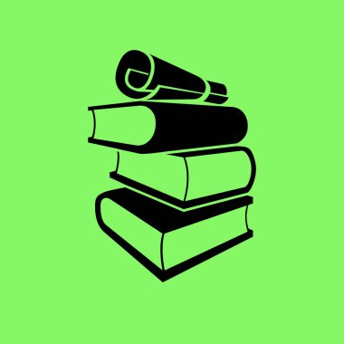 kitap vektör simgesi yeşil zemin üzerine