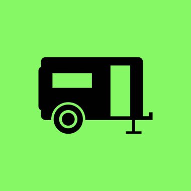 Rekreasyon araç simgesi yeşil zemin üzerine