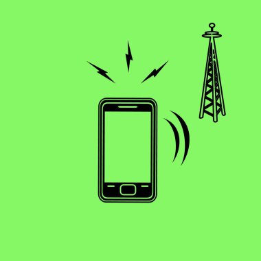 Cep telefonu güç vektör simgesi yeşil zemin üzerine