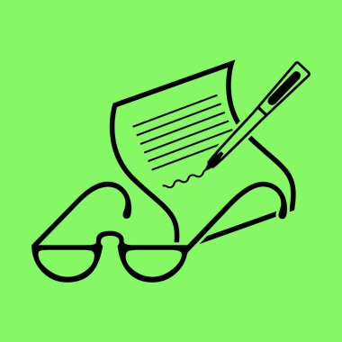 Vektör gözlük simgesi simgesi yeşil zemin üzerine