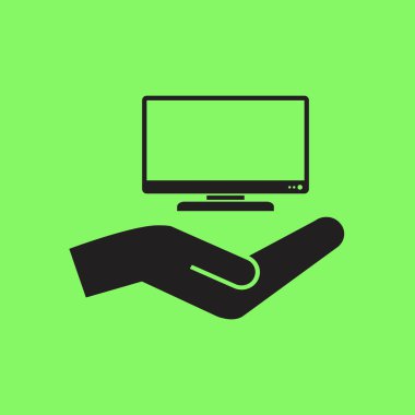 TV vektör simgesi yeşil zemin üzerine