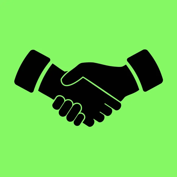Handshake Wektor Ikona Zielonym Tle — Wektor stockowy