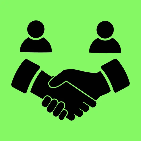 Handshake Vektorsymbol Auf Grünem Hintergrund — Stockvektor