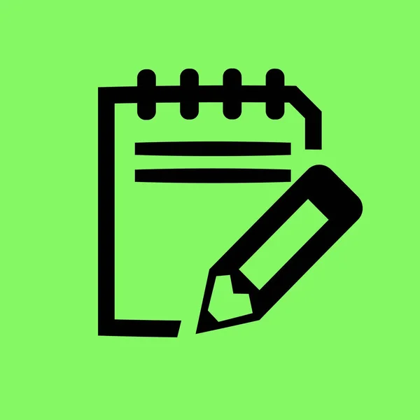 Icono Del Cuaderno Sobre Fondo Verde — Vector de stock