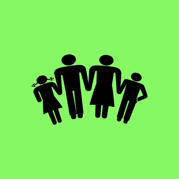緑の背景に家族のベクトルのアイコン — ストックベクタ