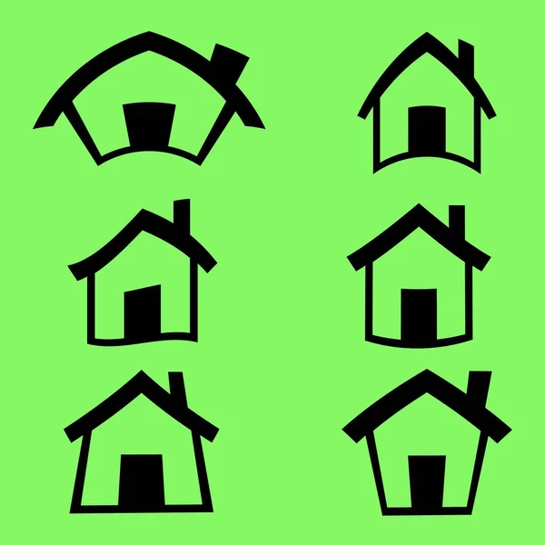 Casas Ícones Ilustração Vetor Home Fundo Verde — Vetor de Stock