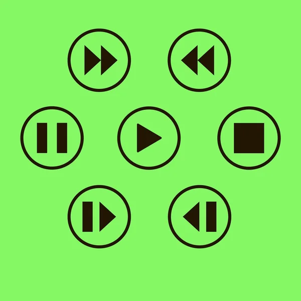 Media Player Ovládací Tlačítko Zeleném Pozadí — Stockový vektor