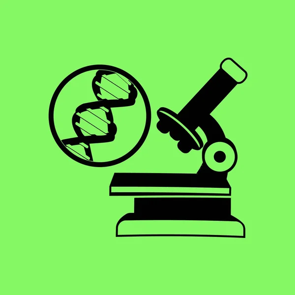 Mikroszkóp Vektor Ikon Zöld Háttér — Stock Vector
