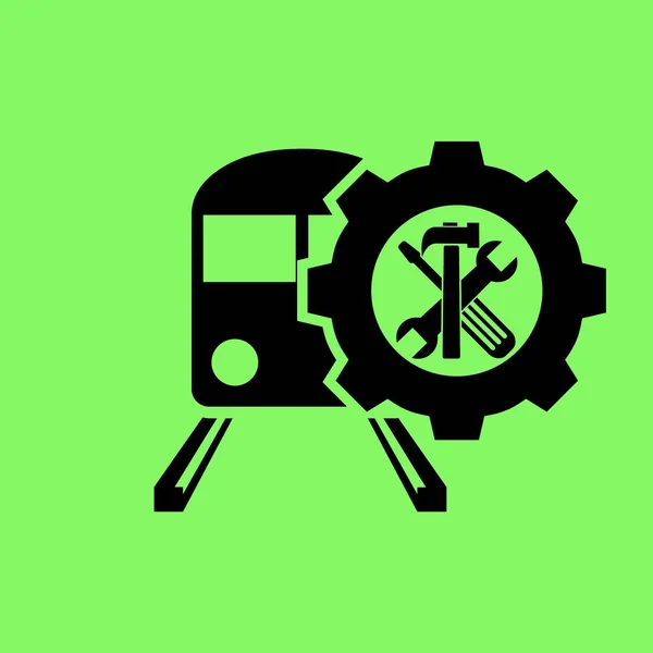 Trein Reparatie Vector Pictogram Groene Achtergrond — Stockvector