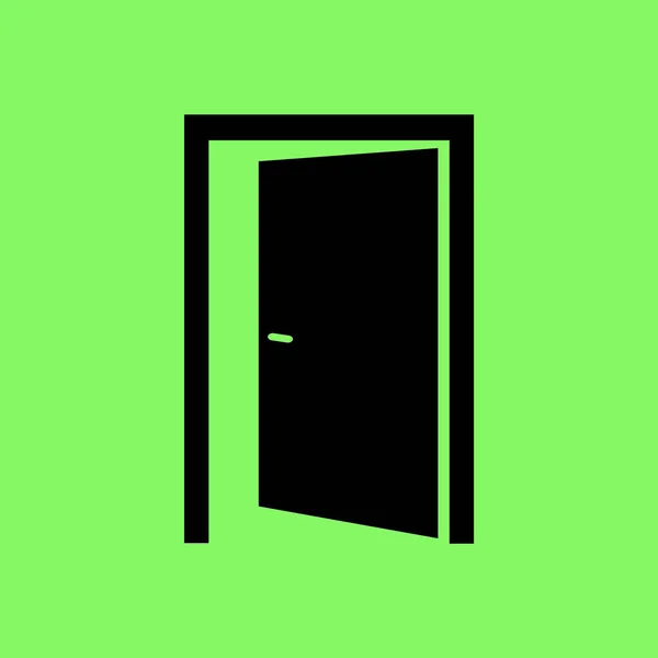 Açık Kapı Vektör Simge Yeşil Zemin Üzerine — Stok Vektör