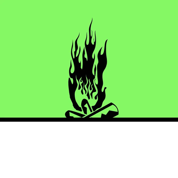 Şenlik Ateşi Vektör Simge Yeşil Zemin Üzerine — Stok Vektör