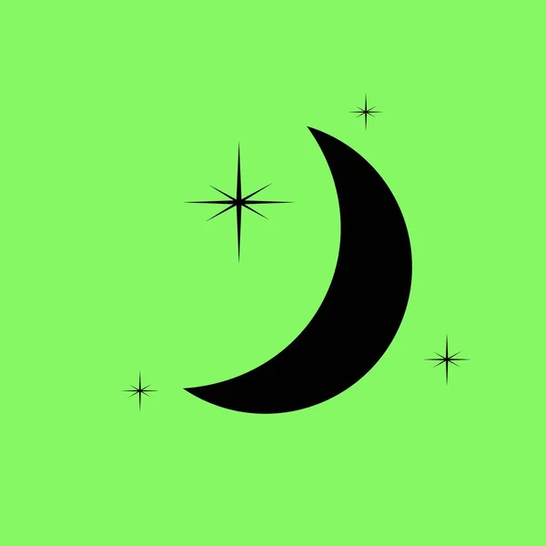 月と星のベクター背景が緑色のアイコン — ストックベクタ
