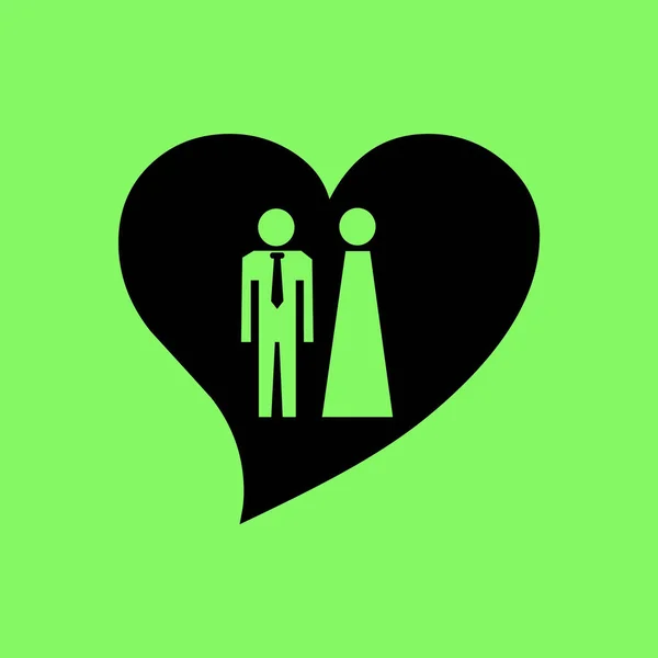 Ikona Srdce Vektorové Ilustrace Mužem Ženou Zeleném Pozadí — Stockový vektor