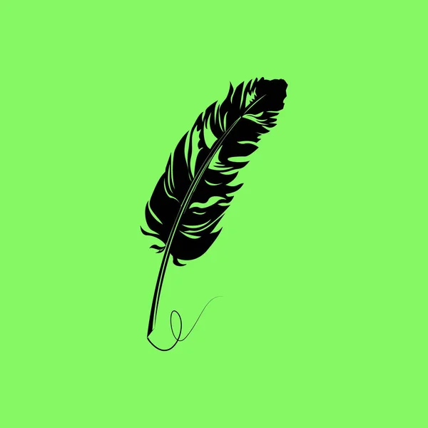 Feather Vector Pictogram Groene Achtergrond — Stockvector