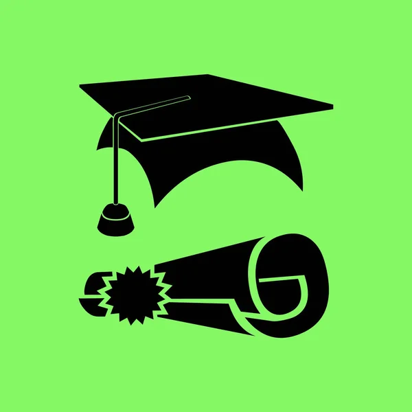 Icono Vector Licencia Educación Sobre Fondo Verde — Vector de stock