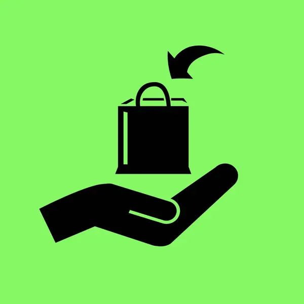 Shopping Väska Vektor Ikonen Grön Bakgrund — Stock vektor