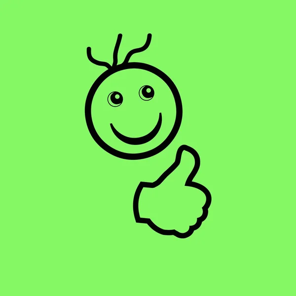 Smiley Face Векторні Ілюстрації Зеленому Фоні — стоковий вектор