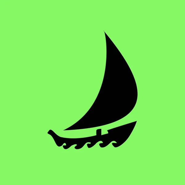 Barca Vettoriale Icona Sfondo Verde — Vettoriale Stock