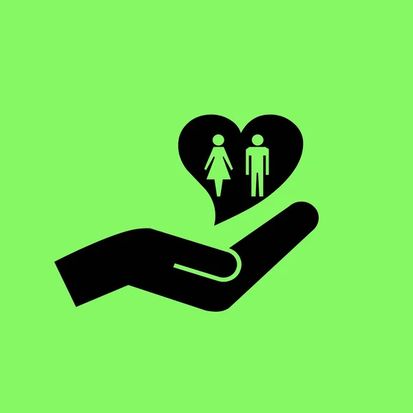Coração Mãos Vetor Ícone Fundo Verde —  Vetores de Stock