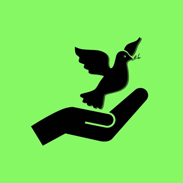 Голуб Рука Векторна Іконка Зеленому Фоні — стоковий вектор