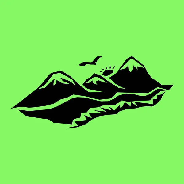 Mountains Vector Icon Green Background — Stock Vector