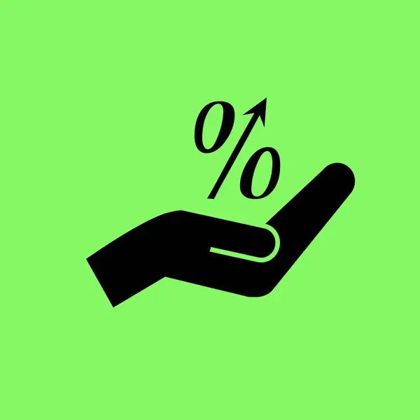 Símbolo Percentual Ilustração Vetor Mão Fundo Verde — Vetor de Stock
