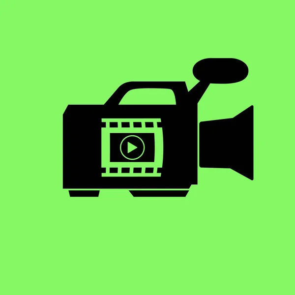 Video Camera Vector Icon Green Background — Stock Vector