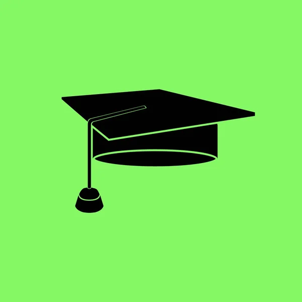 Estudiante Sombrero Icono Vector Sobre Fondo Verde — Archivo Imágenes Vectoriales