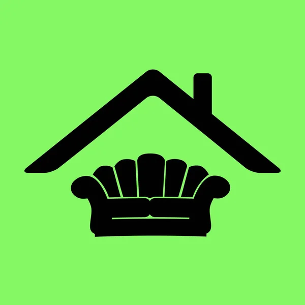 Кушетка Векторна Іконка Зеленому Фоні — стоковий вектор