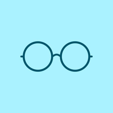 Vektör yuvarlak gözlük simgesi simgesi mavi zemin üzerine