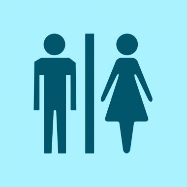 Üzerinde mavi arka plan izole işareti erkek ve kadın