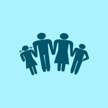 Aile vektör simgesi mavi zemin üzerine