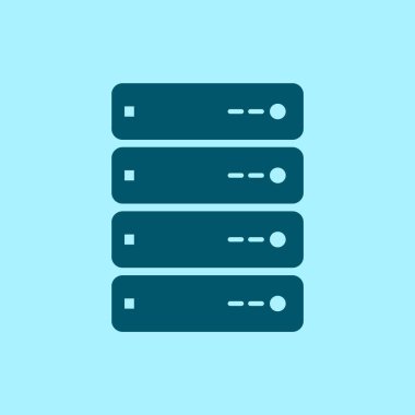 Bilgisayar sunucu simgesini, mavi arka plan üzerinde vektör çizim